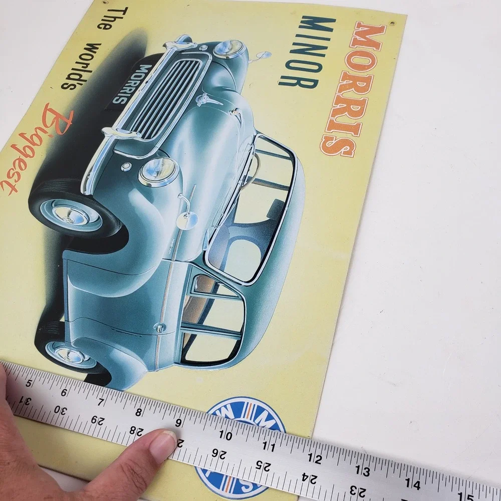 Vintage Morris Minor Metal Tin Sign The Worlds Biggest Small Car 12x16 1997 UK